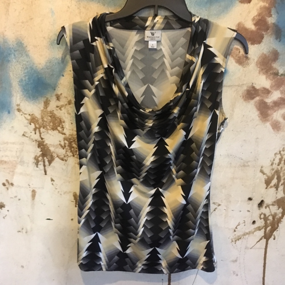 Worthington black, gray and brown top